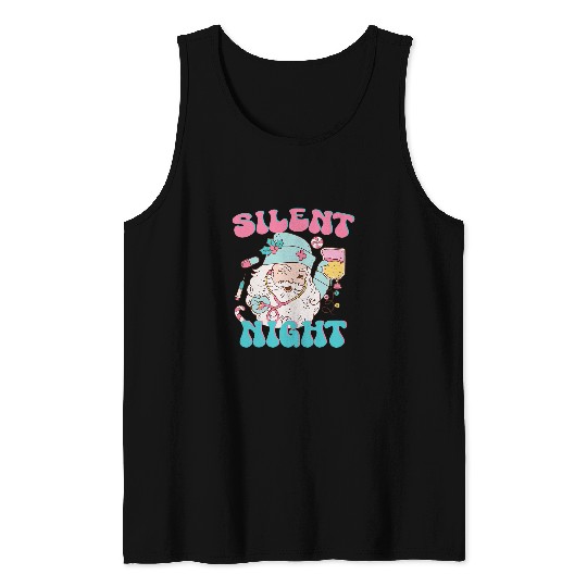 Retro Silent Night ICU nurses Christmas Intensive Care Unit 1 Tank Tops