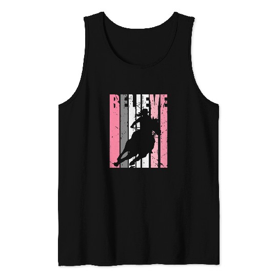 Pink Cowgirls Barrel Racing Horse Riding Rider Rides Retro Tank Tops