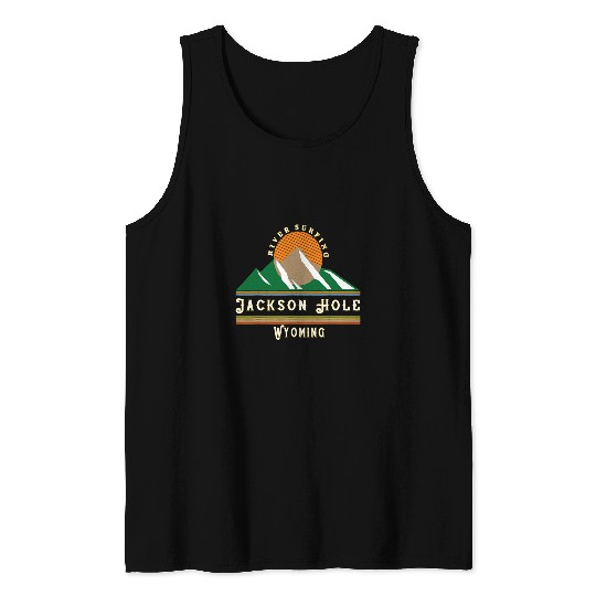 Surf Life Jackson Hole Wyoming vintages Retro Mountain River Surfing Tank Tops