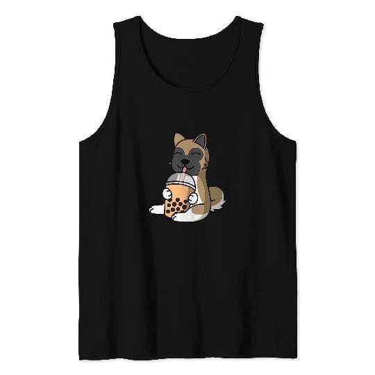 Dog Akita Boba Bubble Milk Tea Akita Dog Tank Tops