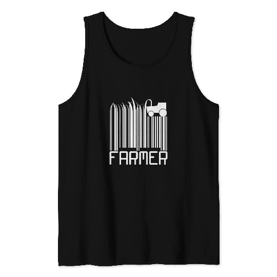 Tractor driving Farmer UPC Code Funny Farm Tractor UPC Bar Code Tank Tops