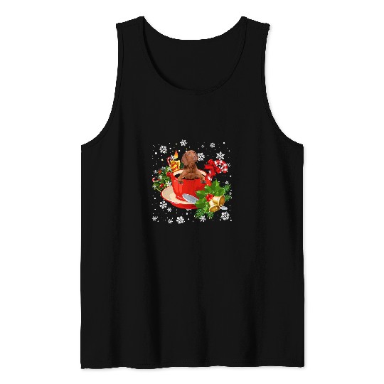Dog Vizsla And Coffee Christmas Snow Lights Pajamas Xmas Tank Tops