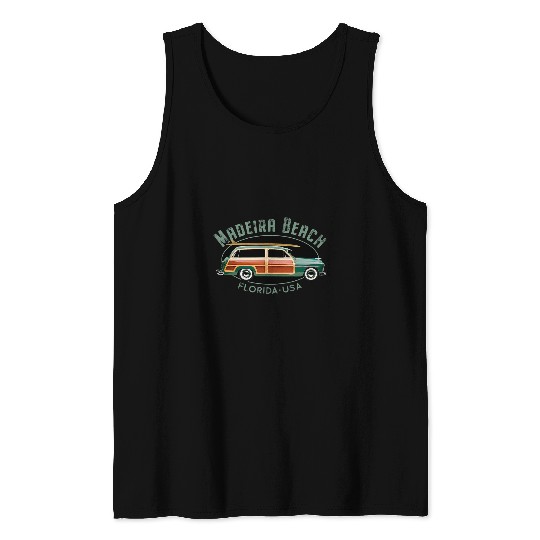 Surf Life Madeira Beach Florida vintages Surfing Design Tank Tops