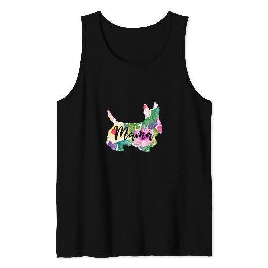 Dog Scottish Terrier Womens Scottish Terrier Mama Mom Flowers Mothers Day Tank Tops