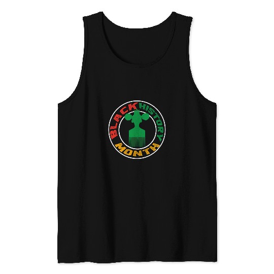 Black History Month BHM Afro Pick comb Afrocentric Tank Tops