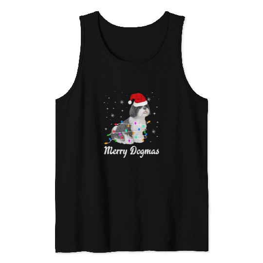 Merry Dogmas Gifts Christmas Light Shih Tzu Xmas Tank Tops