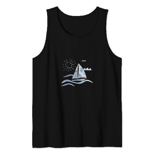 Funny Sailboat Holidays Sail Sailing Boating Vintage Tank Tops