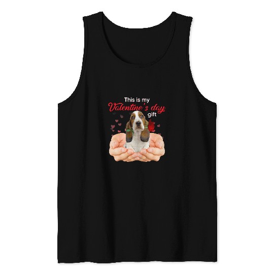 Dog Basset Hound Cute Basset Hound This Is My Valentines Day Pajama Tank Tops