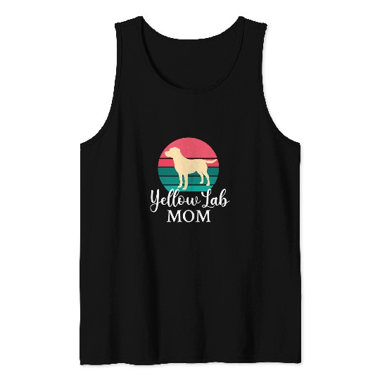Labrador Lab Dog Yellow Lab Mom Labrador Retriever Retro Sunset Tank Tops