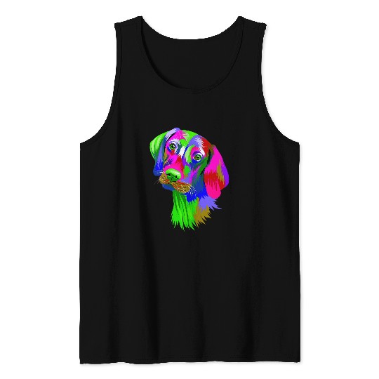 Dog Vizsla Colorful Pop Art Hungarian Vizsla Portrait Dog Lover Tank Tops