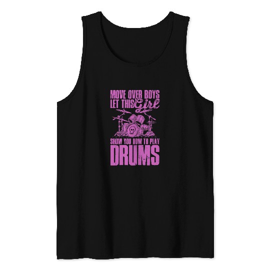 Drums Drummer Rock Band Drumming How To Play The Drums Tank Tops