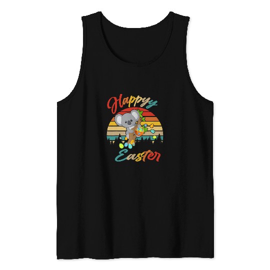 Funny Bear vintages Retro Happy Easter Bunny Koala Bear Easter Eggs Cute Bears Tank Tops