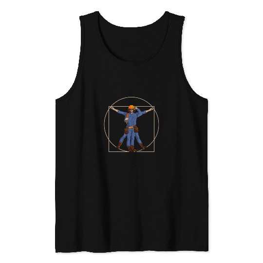 Da Vinci Vitruvian Man Electrician Lineman Electronic Geek Tank Tops