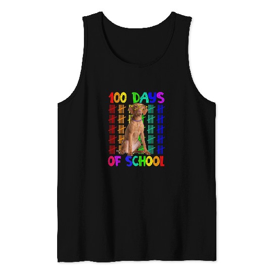 Dog Vizsla 100 Days Of School Vizsla Dog Wearing Glasses Smarter Kids Tank Tops
