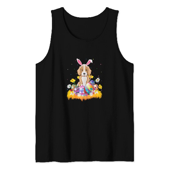 Funny Easter Egg Lover Foxhound Dog Easter Sunday Tank Tops