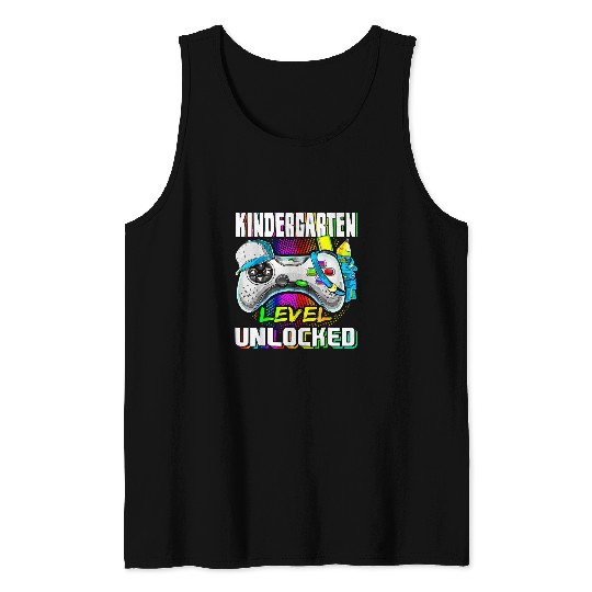 Kindergarten Level Unlocked Back To School Gamer Boys Tank Tops