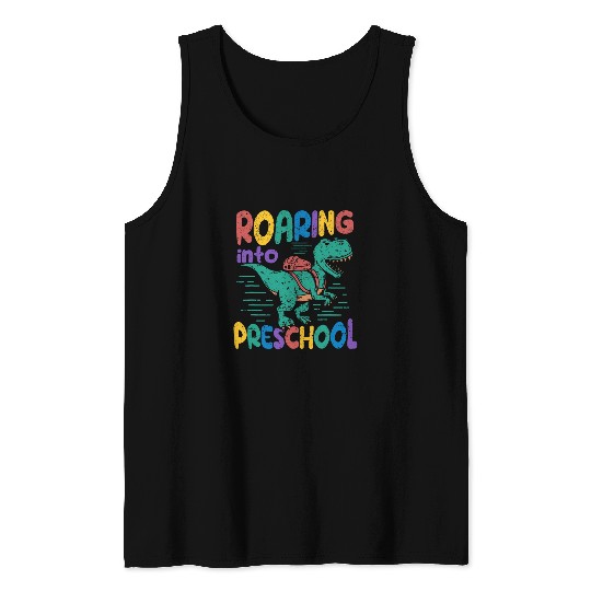 Roaring Into Preschool Dinosaur T Rex Back To School PreK Tank Tops