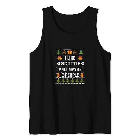 Funny Scottie Dog Owner Gifts Scottie Ugly Christmas Sweater Tank Tops