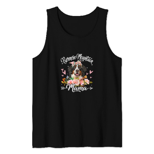 Cute Bernese Mountain Mama Dog Mom Flowers Mothers Day Tank Tops