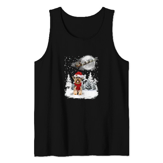 Yorkshire Terrier On Snow Christmas Moon Lighting Santa Hat15 Yorkie Tank Tops