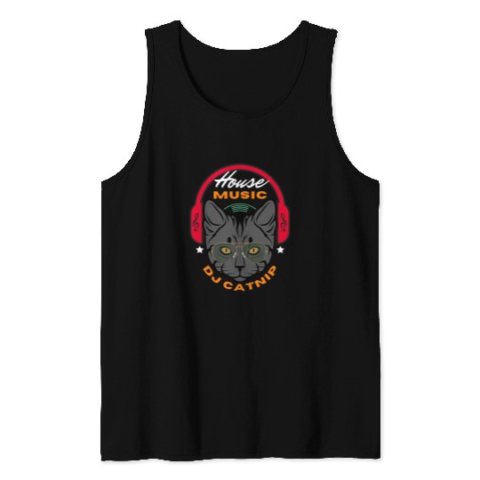 DJ Catnip 2Funny Audio Wave House Music Tank Tops