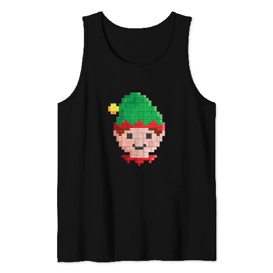 Christmas Master Builder Block Brick Building Elf face Tank Tops