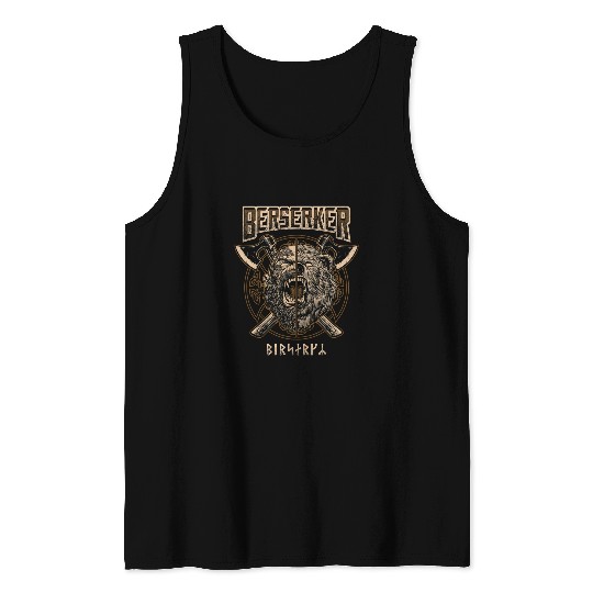 Funny Bear Viking Berserker Norse Pagan Bear Warrior Cute Bears Tank Tops