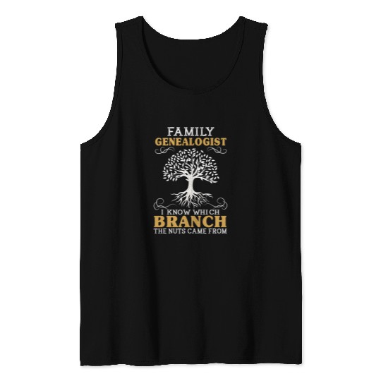 Family History Researcher Genealogy Genealogist Ancestry Fan Tank Tops