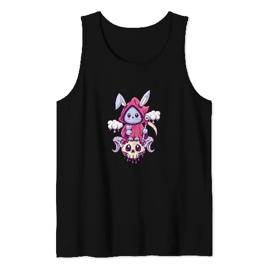 Skeletons Skulls Kawaii Pastel Goth Cute Creepy Rabbit Skull Menhera Occult 23 Skull Tank Tops