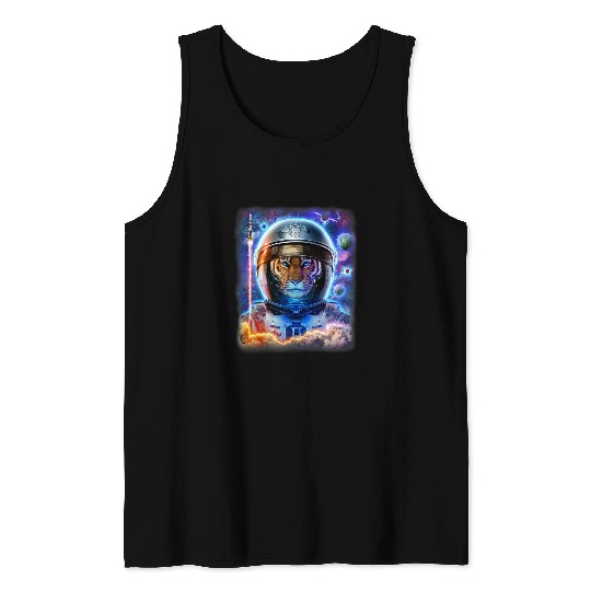 Tiger Gift Astronaut Tiger on Space Shuttle to Explore the Universe Tank Tops