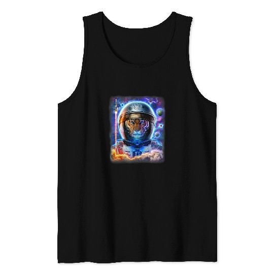 Tiger Gift Astronaut Tiger on Space Shuttle to Explore the Universe Tank Tops
