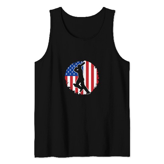 Cricket Fan American Flag USA Patriotic Cricket Cricket Player Tank Tops