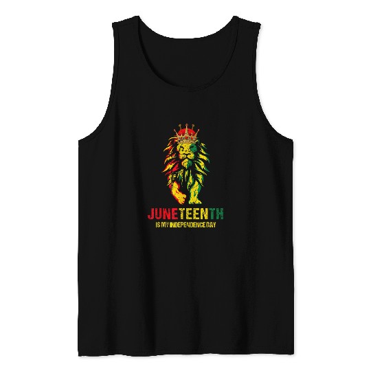 Black History Lion Juneteenth Independence African American Tank Tops
