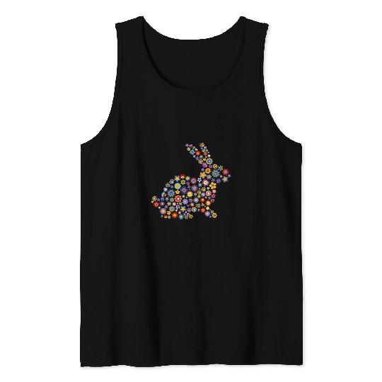 Rabbits Floral Easter Bunny Girls Women Spring Flowers Rabbit Tank Tops