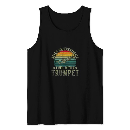 Trumpet Lover Girl Funny Trumpet Player Jazz Band trombones Retro Tank Tops