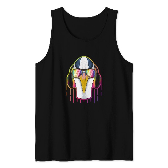 Music Heron Bird Dj With Headphones Musical Lovers 408 Tank Tops
