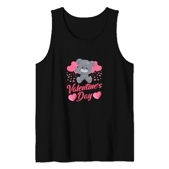 Funny Bear Teddy Bear Hearts Novelty graphic Tee for Valentines Cute Bears Tank Tops