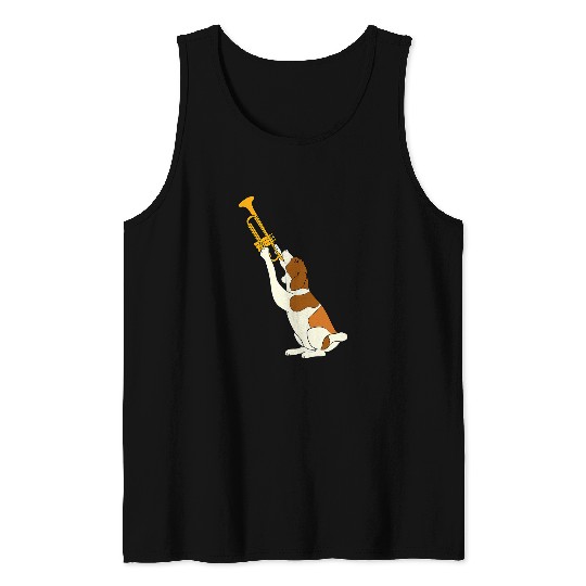 Trumpet Lover Jazz Dog Trumpet Funny Puppy Musician Cute Animal Playing 1 Tank Tops