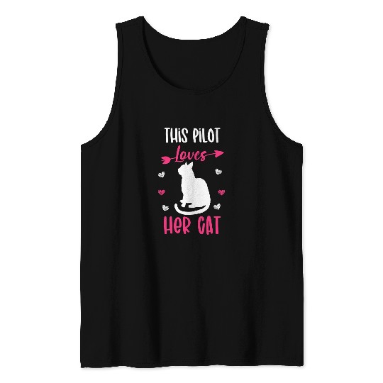 This Pilot Loves Her Cat Funny Cat Owner Tank Tops