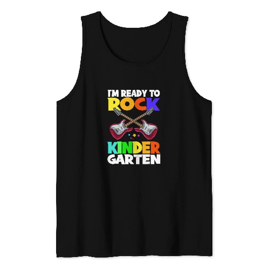 Guitarist Back To School Im Ready To Rock Kindergarten Guitar Tank Tops