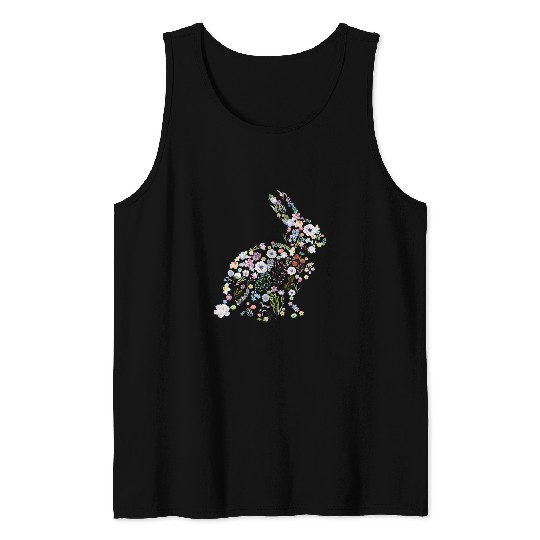 Rabbits Floral Bunny Easter Rabbit Lover Happy Easter Day Girl Women Tank Tops