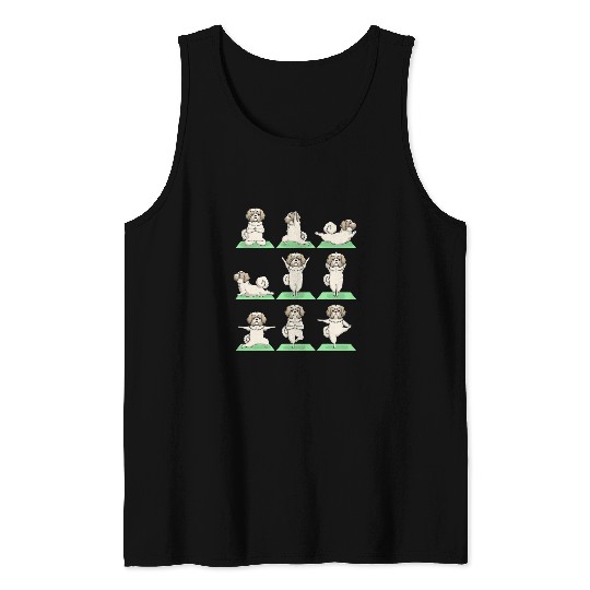 Namaste Yoga Shih Tzu Dog Yoga Pose Zen Cute Workout Exercise Yogi Funny Meditation Tank Tops