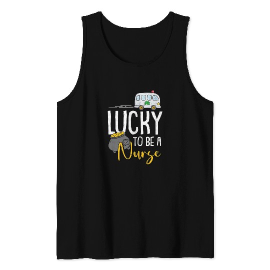 Womens Lucky nurses St Patricks Day RN Nursing Student Irish Tank Tops