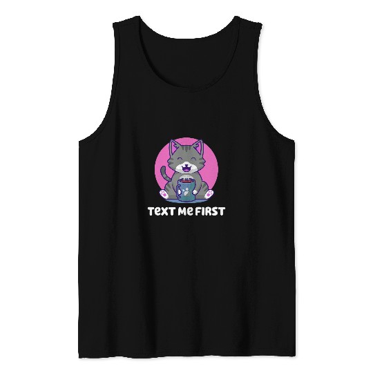 Text Me First Introvert Boss Antisocial Manager Funny Rules 2 Tank Tops