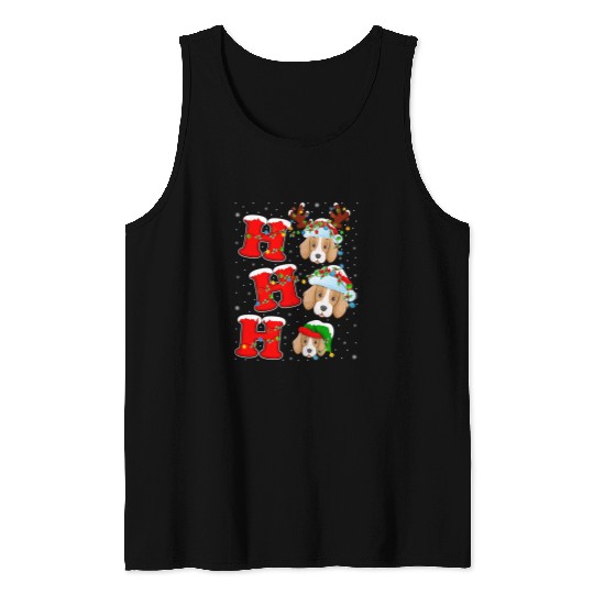 Funny Matching Family Santa Ho Ho Ho Foxhound Christmas Tank Tops