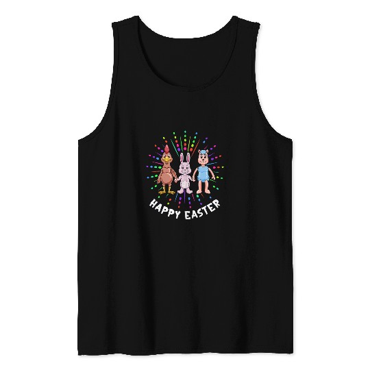 Rabbits Easter bunny Easter lamb and hen Happy Easter Tank Tops