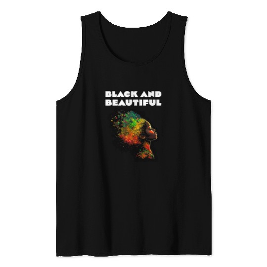 Black and Beautiful Woman Teacher Black History Month Tank Tops
