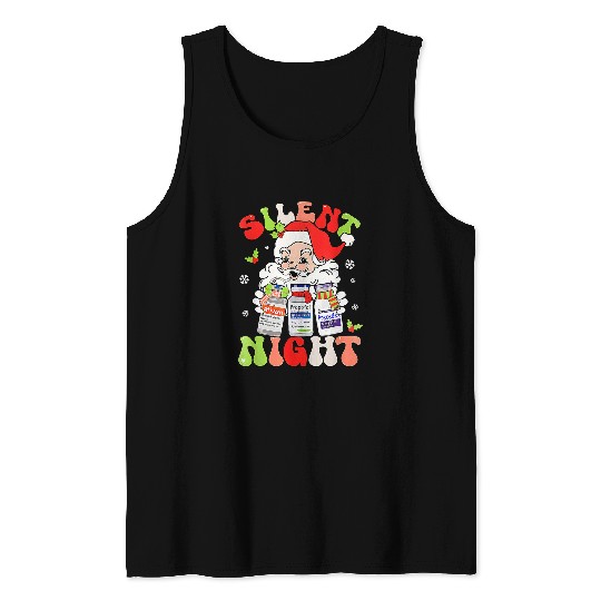 Retro Silent Night ICU nurses Christmas Intensive Care Unit Tank Tops