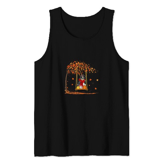 Pumpkin Spice Autumn Shih Tzu Dog Thanksgiving Maple Tank Tops