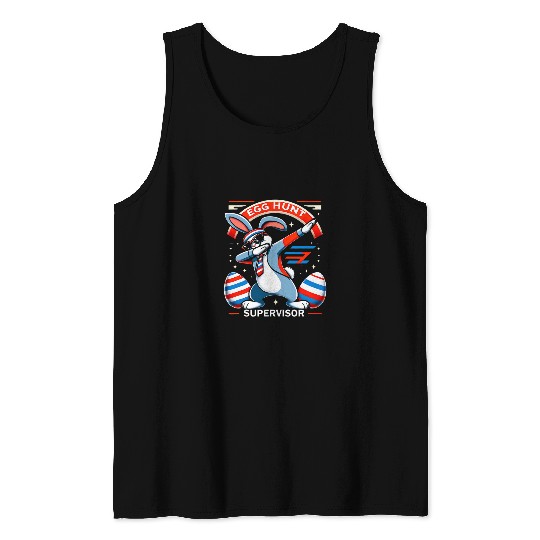 Funny Easter Bunny Sunglass Egg Hunt Supervisor Patriotic Tank Tops